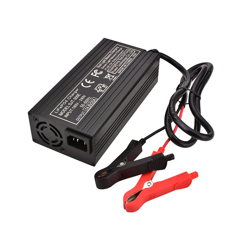 Ładowarka 12V Lifepo4 14.6V 20A do akumulatorów Lifepo4 4S 12V 12.8V z klipsami/XT60 i wentylatorem chłodzącym — zdjęcie produktu 7