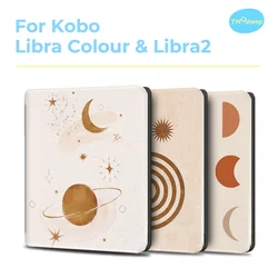 Twosheep 7-inch Case for Kobo Libra Colour and Kobo Libra2 TPU Shell Magnetic Flip Auto Sleep Wake Cover Abstract art patterns