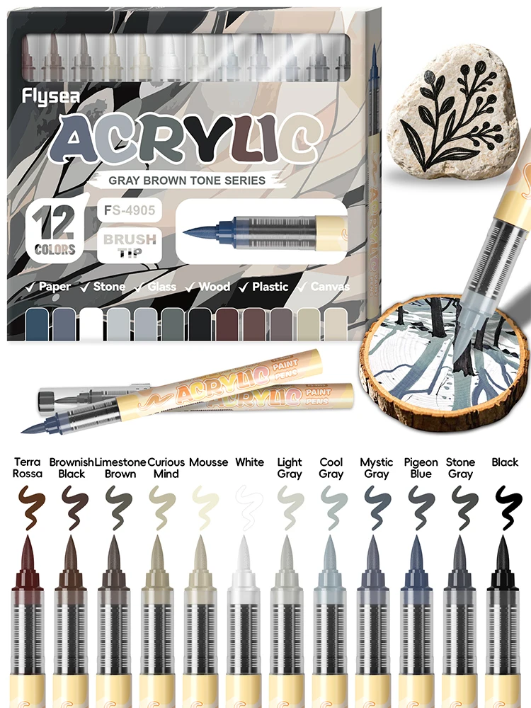 

Набор акриловых маркеров 12-48 цветов (серия оттенков кожи/серо-коричневых), быстросохнущие, стойкие и яркие цвета для создания произведений искусства, художественные принадлежности, подарки для студентов, к началу учебного года и ко Дню учителя.