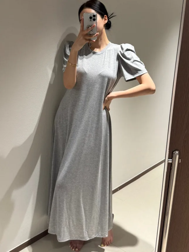 Bubble décontracté Sve Dr femmes été ort Sve ample minceur couleur polyvalent T-shirt Long Dr H-Line Polyester