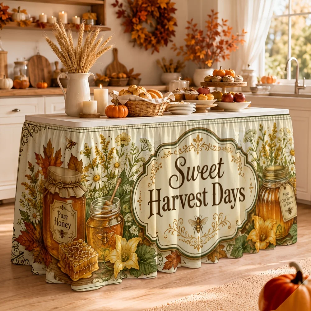 One tablecloth or table skirt, Sweet Harvest Day, Autumn Decoration, Farmhouse Style Restaurant and Kitchen Activity