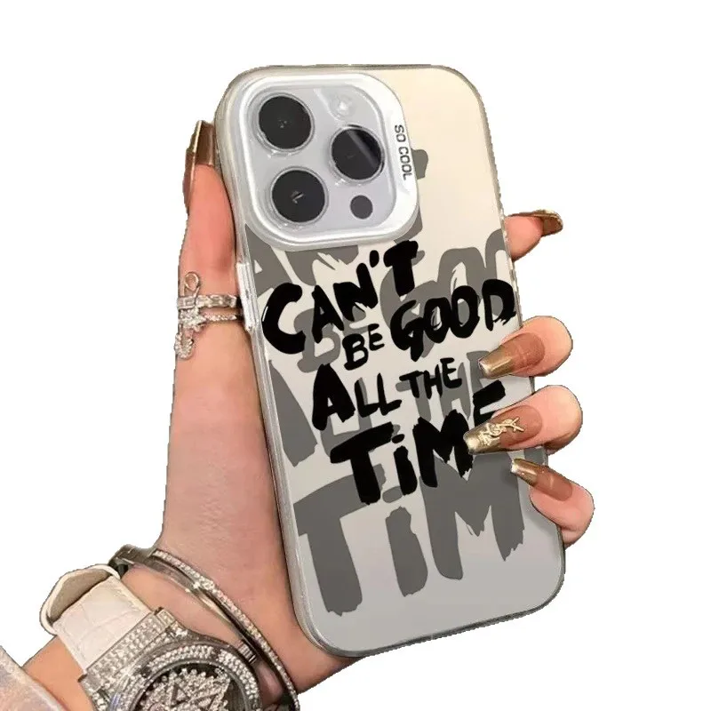 Nuevo inglés aplicable a iphone 15 Color plata iPhone14Pro Creative 13/11promax Frosted 16 funda protectora