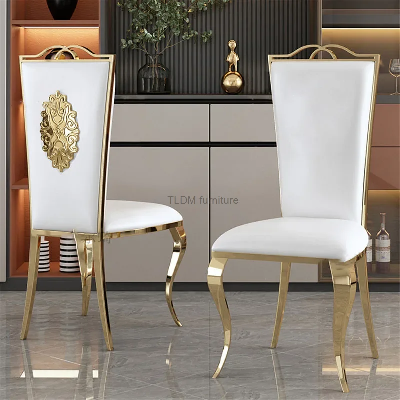 Stainless Steel Dining Chairs Modern Dining Table Chairs Home Furniture Nordic Flannel Dinning Chair Restaurant Backrest Chair