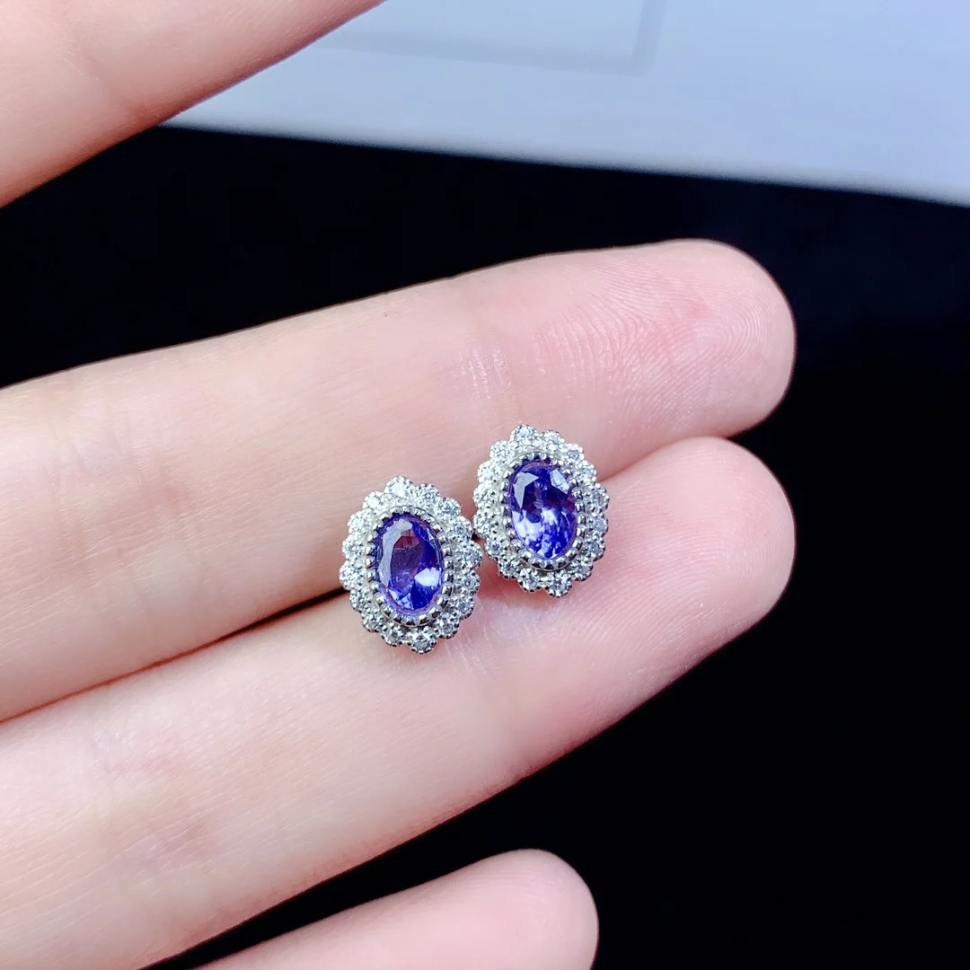 Natural Tanzanite Women's Silver 925 Wedding Nail Gemstone Free Shipping Simple Atmosphere Sterling Certified Jewelry Boutique