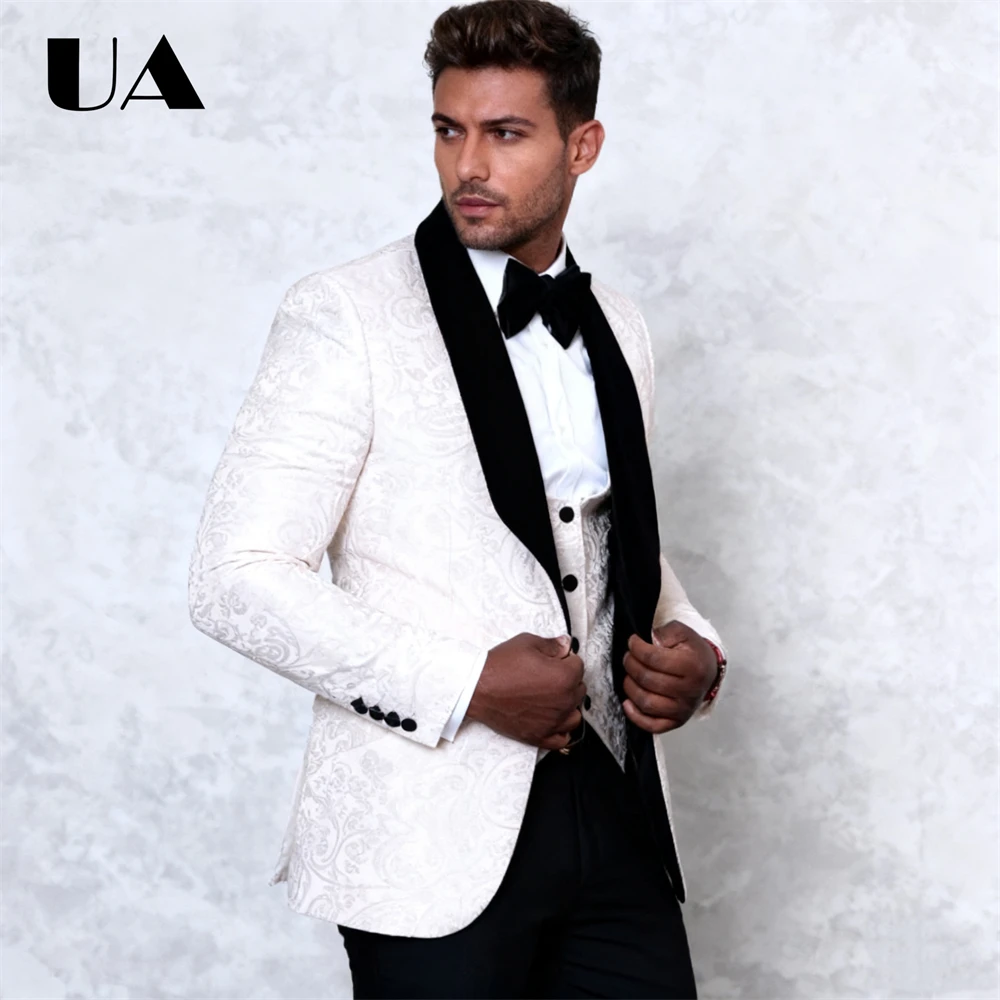 Conjunto de terno de 3 peças paisley para homens XXS-7XL terno de noivo de casamento melhor homem smoking (jaqueta colete calças) terno de jantar de negócios com um botão