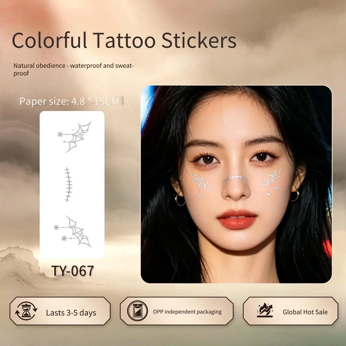 1 Sheet Per Pack Temporary Tattoo Sticker Waterproof Long Lasting Face for Women