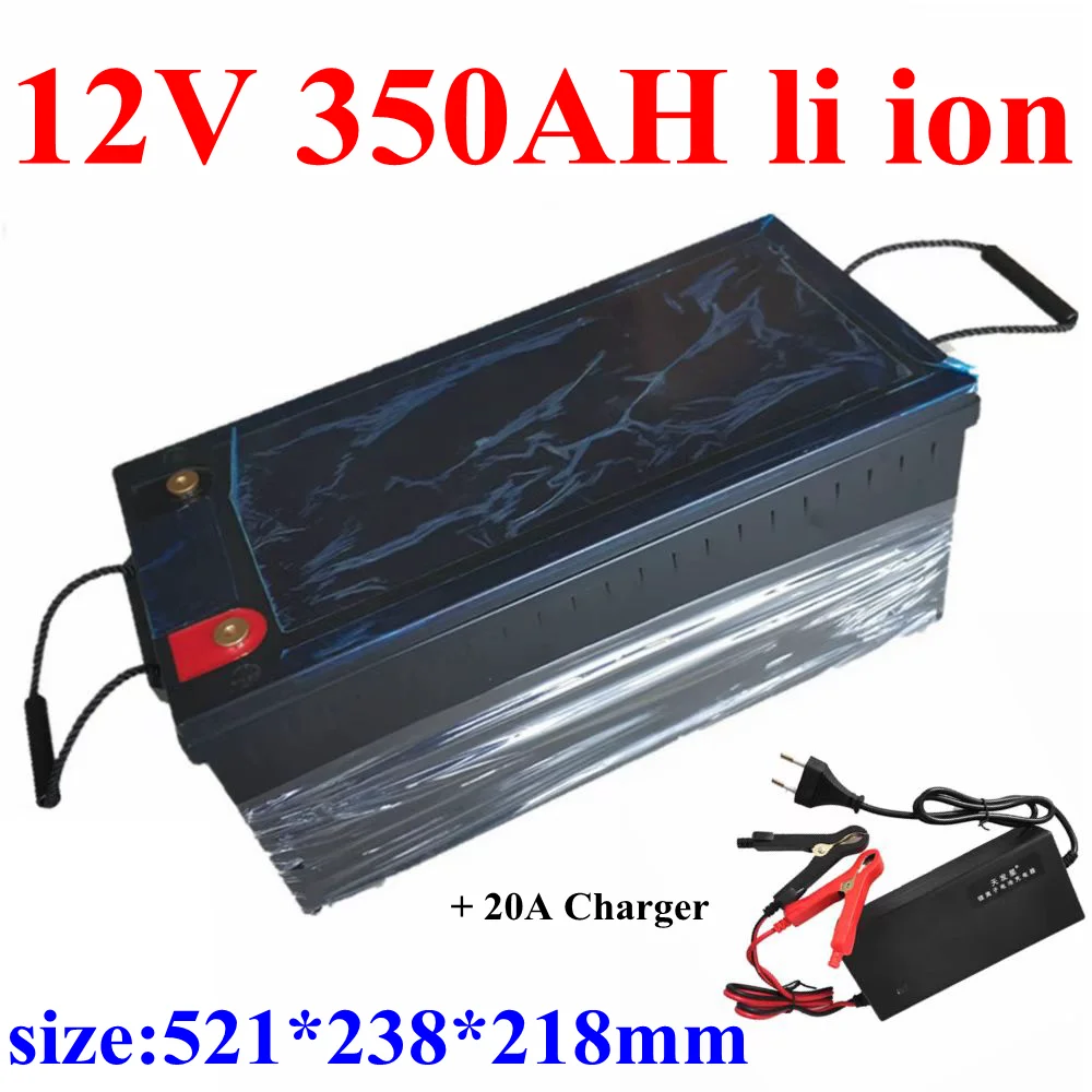 

Waterproof 12V 350AH lithium ion battery BMS 3S for 1200W inverter Solar energy golf cart UPS backup power + 20A Charger