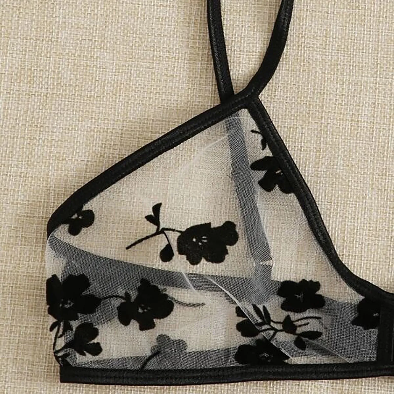 2024 Summer Women Lace Bra Set See-Through Sexy Lingerie Thin Strap Underwear Suit Floral Print Stylish Bralettes корсет женский