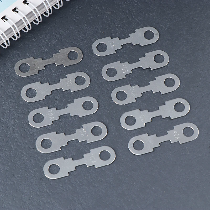 10 Pcs 30A-150A 32VDC Automotive Car Flat Zinc Sheet Small Fuse Sheet For Car Fuse Round Hole Insert Fuse Auto Parts