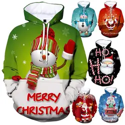 Hot Sale Christmas 3d Printed Hoodie For Boys And Girls Long Sleeve Snowman/santa Claus Casual Sports Adult Children Thin Tops