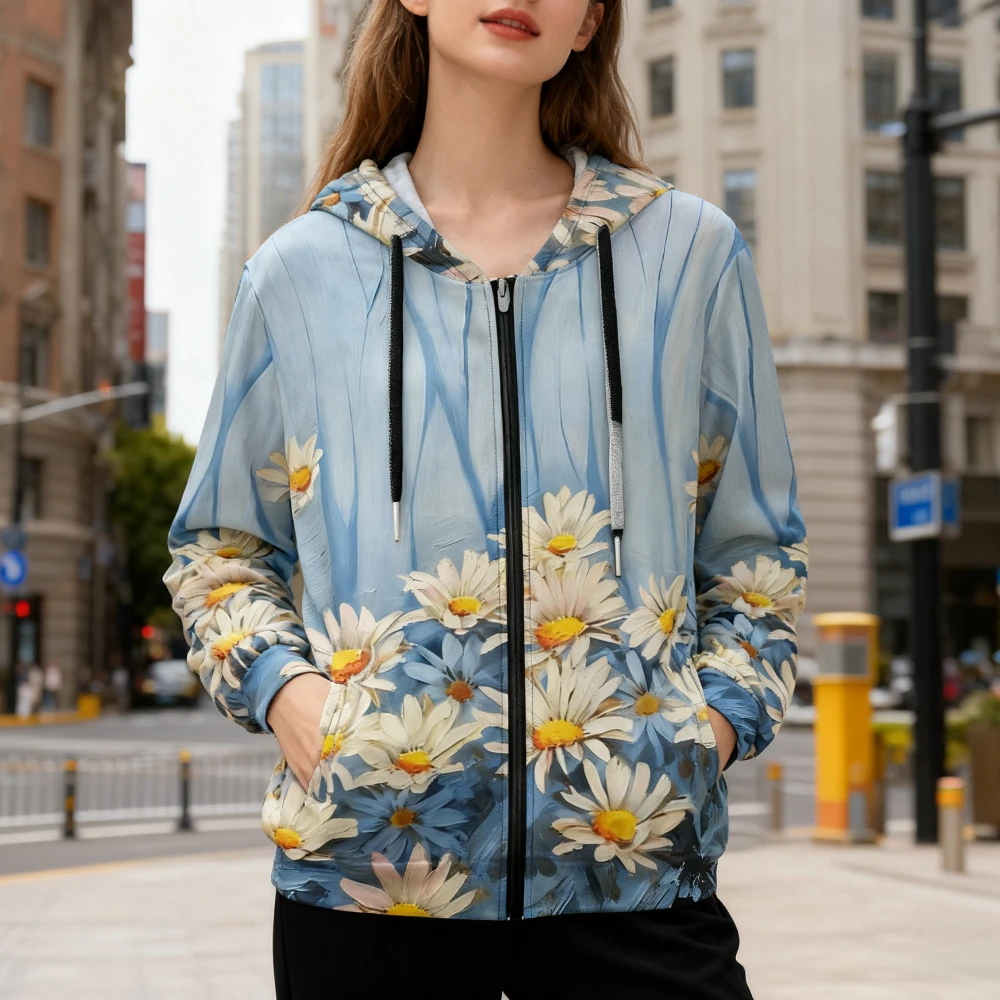 

Модные толстовки на молнии с цветочным принтом и яркими цветочными узорами, унисекс, весенне-осенняя повседневная уличная одежда и активный отдых на свежем воздухе