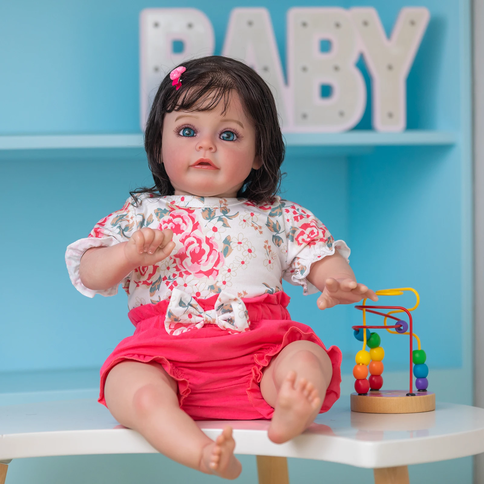 

NPK 24inch Already Painted Doll Reborn Toddler Girl Sue-Sue 3D Skin Visible Veins Hand Rooted Hair Art Doll Gifts For Children