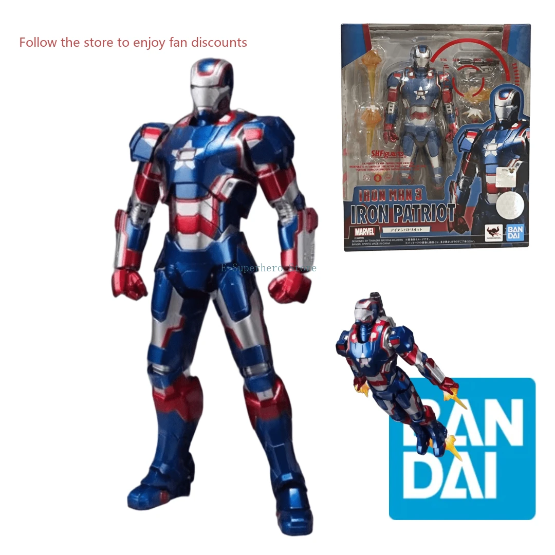 In Stock Bandai Original MARVEL S.H.Figuarts SHF Iron Man 3 Iron Patriot Anime Action Figures Toys Collection Gifts for Kids