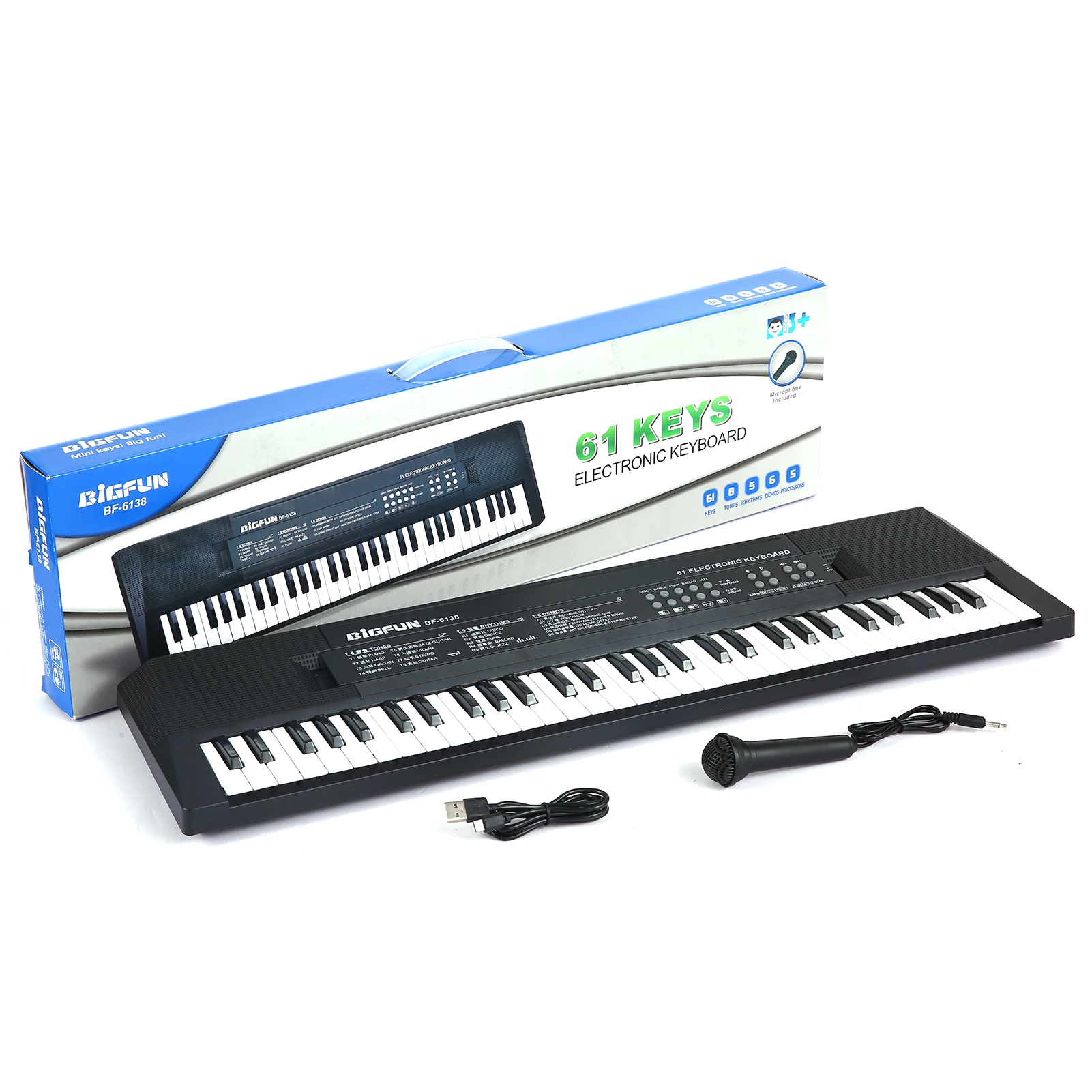 

61 Keys Digital Music Electronic Keyboard Kids Multifunctional Electric Piano for Piano Student with Microphone