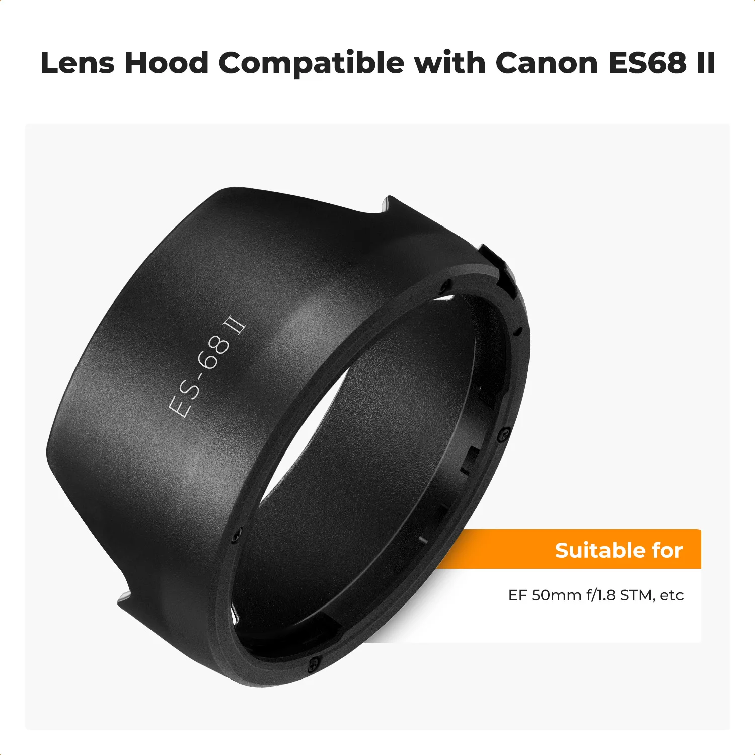 K&F Concept Omkeerbare bajonet-zonnekap, opklikbare camerazonnekap, vervanging met stofzuigdoek voor Canon camera's.