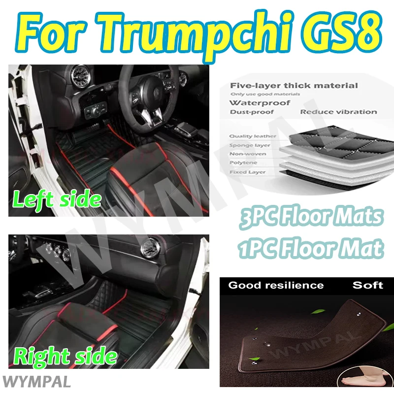 

Luxury Car Floor Mats For GAC Trumpchi GS8 Seven Seats 2020 2021 Custom Auto Foot Pads Automobile Carpet Cover Interior full mat