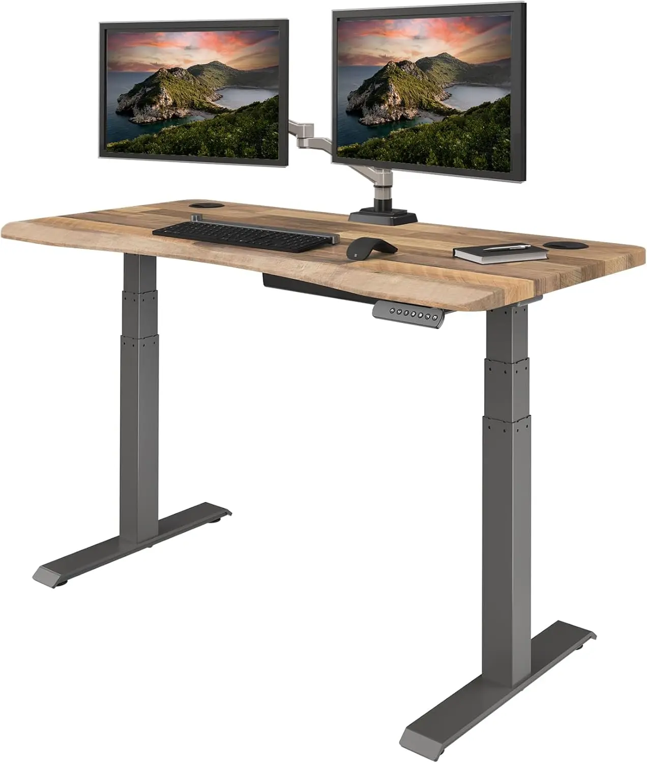 

Vari VariDesk Ergo 54x26 Height Adjustable Standing Desk - Curved Electric Stand Up Desk Rounded Waterfall Edge - Ergonomic Home