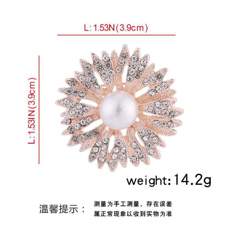 DIEZI Korean Gold Color Flower Brooches for Women Party Luxury Fashion Rhinestone Pearl Brooch Pins Wedding Jewelry Accessories