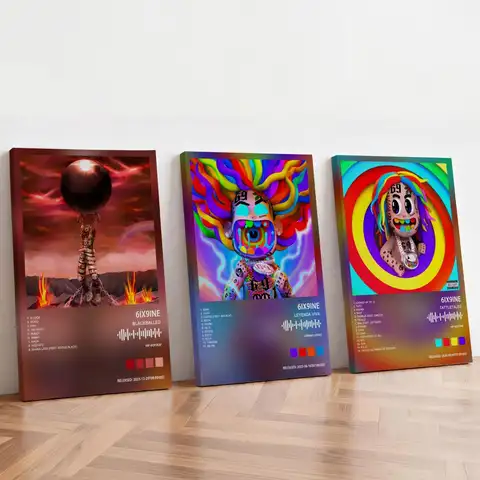 6ix9ine Painting Calligraphy Inner Frame Album Cover Art Coffee House Bar Room Wall Decor