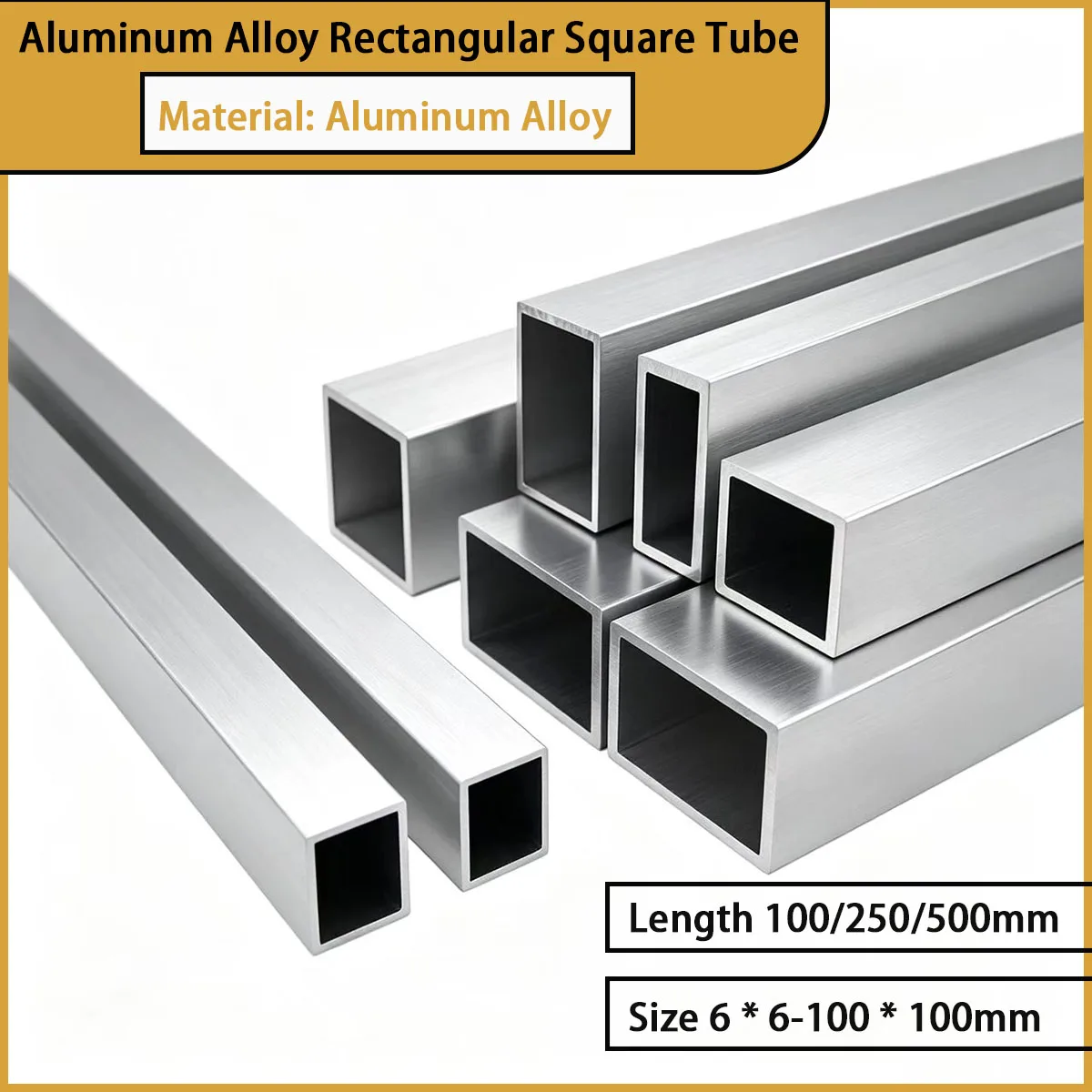 Aluminum Alloy Square Tube 6×6‑100×100mm Hollow Rectangular Tubing for Equipment Frames Decoration Industrial DIY Processing
