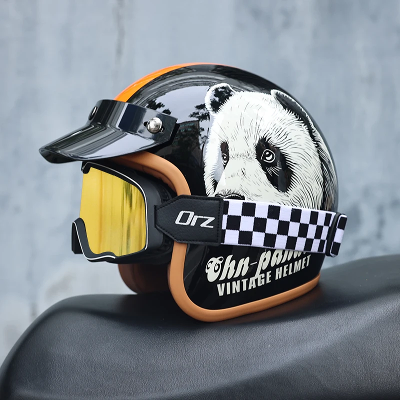 ORZ-508-Unisex 3/4 Open Face Helmet ABS Hard Shell DOT Certified Anti UV Adjustable Ventilation Bike Protective Gear