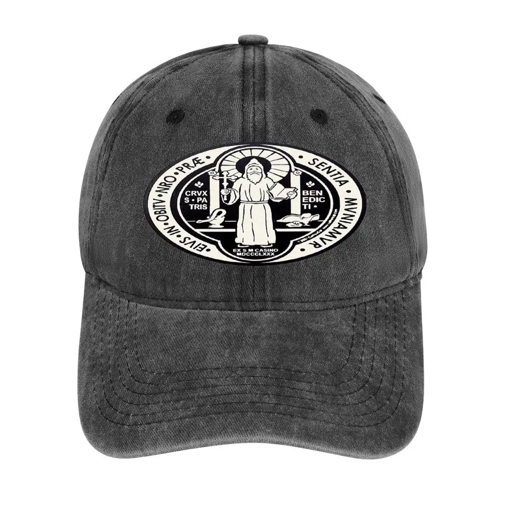 

Saint Benedict Medal Dark Color Print Retro Baseball Cap Trendy Birthday Gift Casual Hat Fashion Dad Hat Unisex Outdoor SportHat