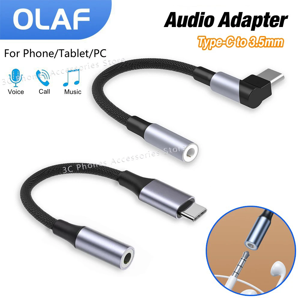 OLAF USB Type C to 3.5mm Jack Audio Adapter AUX Headphones Converter Cable For Samsung S23 ultra S22 S21 A53 Xiaomi Redmi Poco