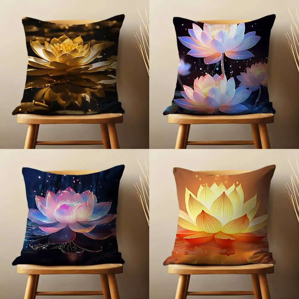 

Belief Art Beautiful Lotus Throw Pillow Case Living Room Sofa Cushion Cover For Home Bedroom Decoration And Protector