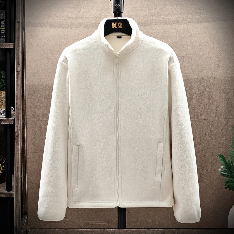 Men Women Polar Fleece Hooded Jacket Full Zip Warm Soft Fleece Coat Outdoor Hiking Inner Liner Coat Autumn Winter Plus Size XS‑4