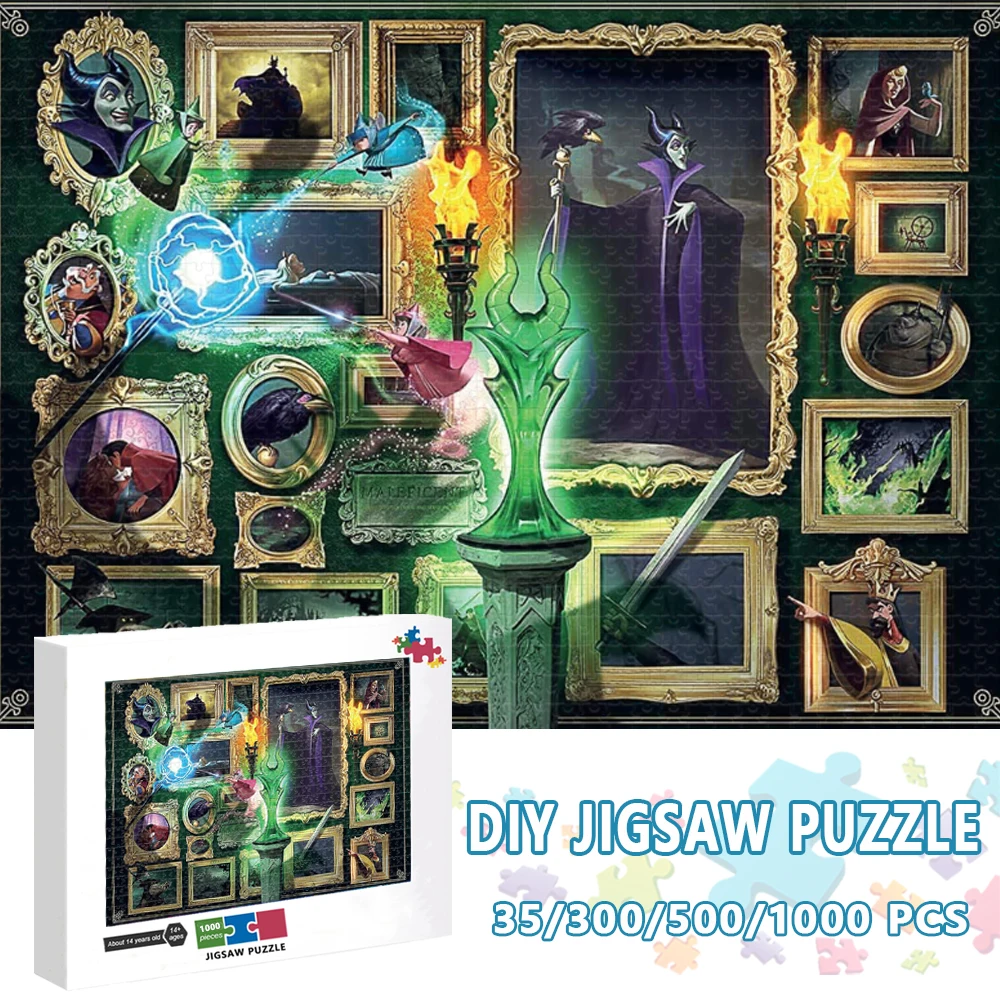 300/500/1000 Pieces Puzzle Sleeping Beauty Jigsaw Puzzles Disney Villain Maleficent Puzzle for Adult Children Educational Toys