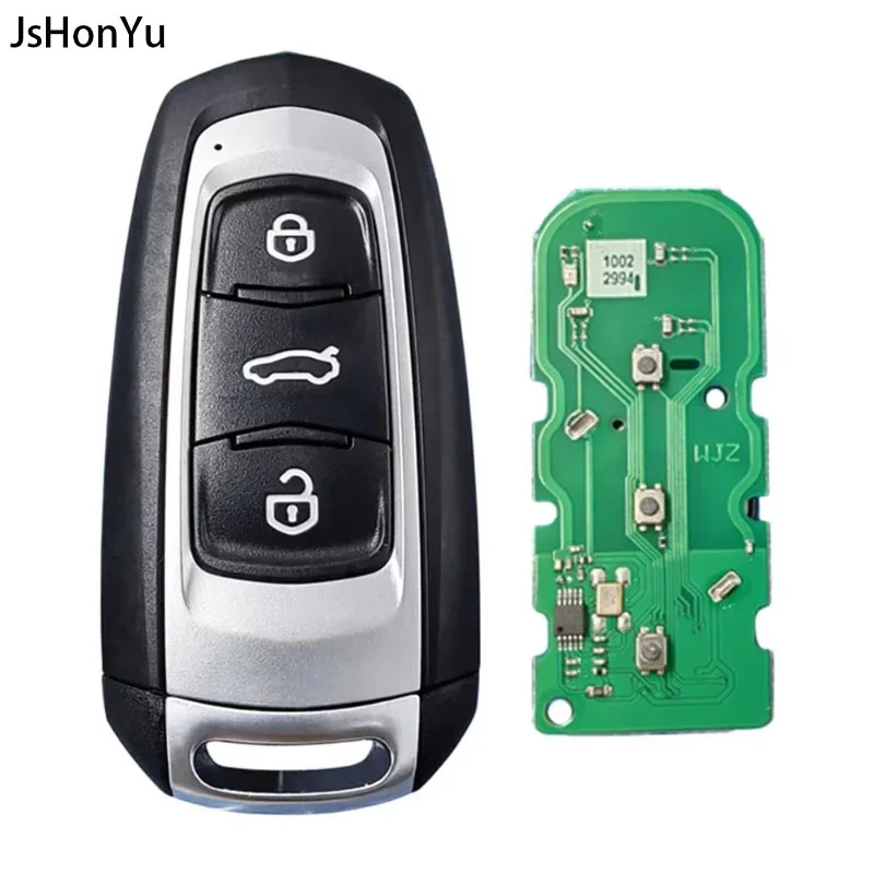 JsHonYu 434MHz 4A Chip Smart Remote Key for Geely Emgrand EC7 3 Button Intelligent Card with Uncut Blade Keyless Entry Fob