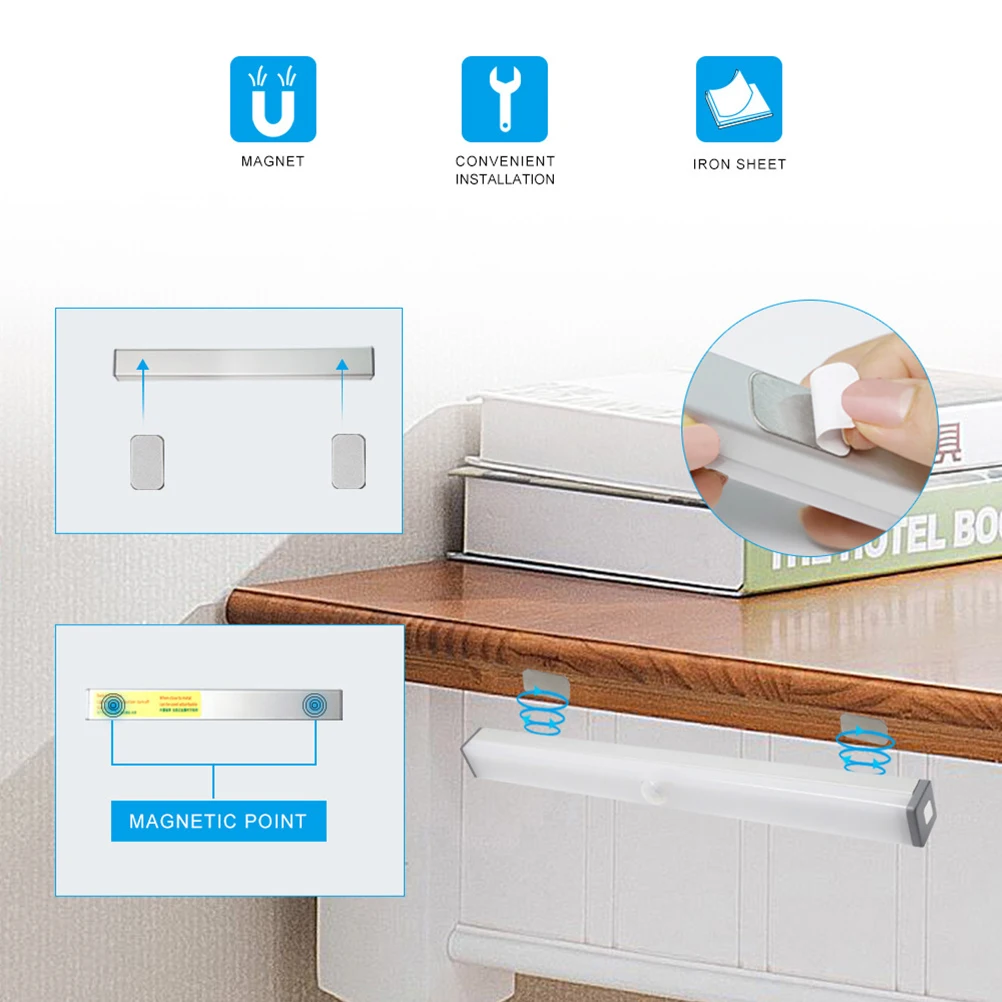 

Human Body Induction Lamp Wardrobe Walkway Bathroom LED USB Charging Soft Bright Glare Free Sticker Magnetic Closet