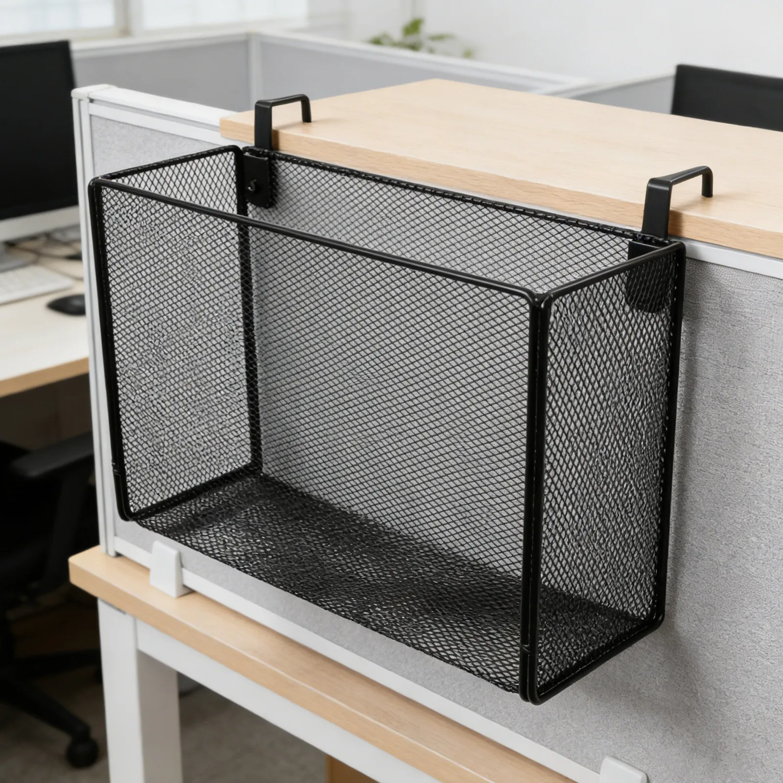 Over Partition Desk Screen Divider Organizer Hanging Cubicle Wall Storage Shelf Space Saving Desktop Organizer for Workstation