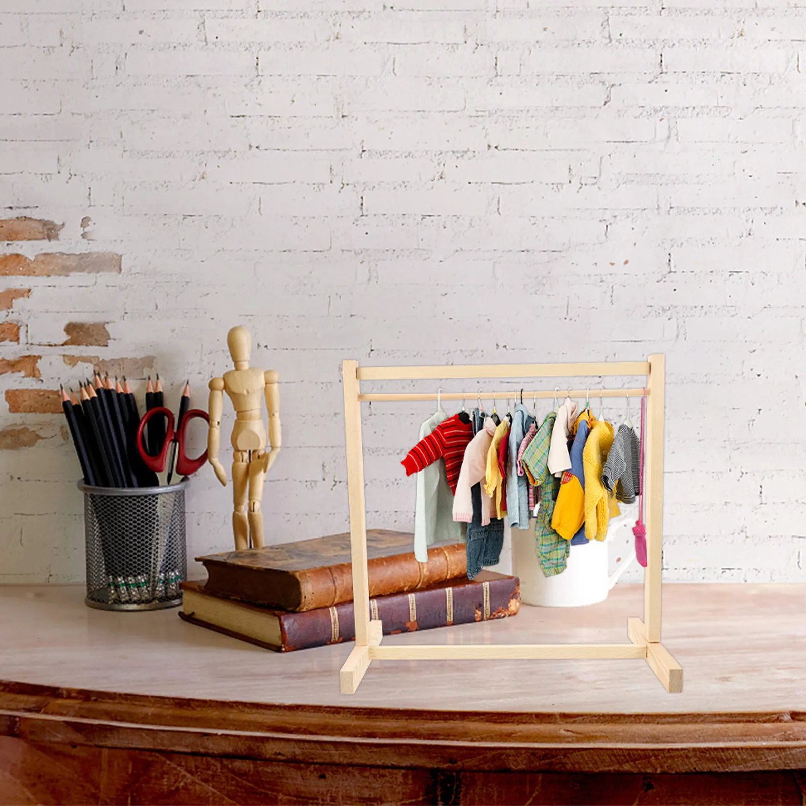 

1Pcs Clothes Wooden Hanger for Strong Build Easy Assembly Garment Rack for Child Room Decorative Storage Solution