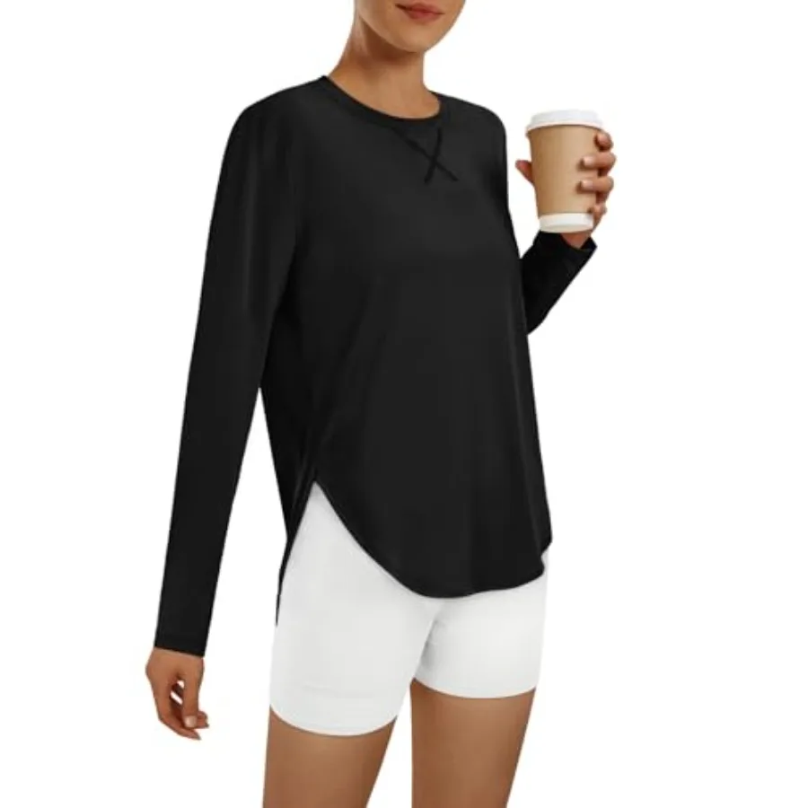 

AUTOMET Women's Long Sleeve Workout Tops Running Hiking Sun Shirts Gym UPF 50+ UV Protection Tshirts 2026 Quick Dry Clothes