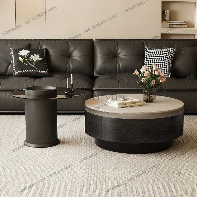 PG Center Modern Coffee Table Round Living Room Vintage Art Coffee Table Nordic Low Mesa De Centro Sala Space Saving Furniture