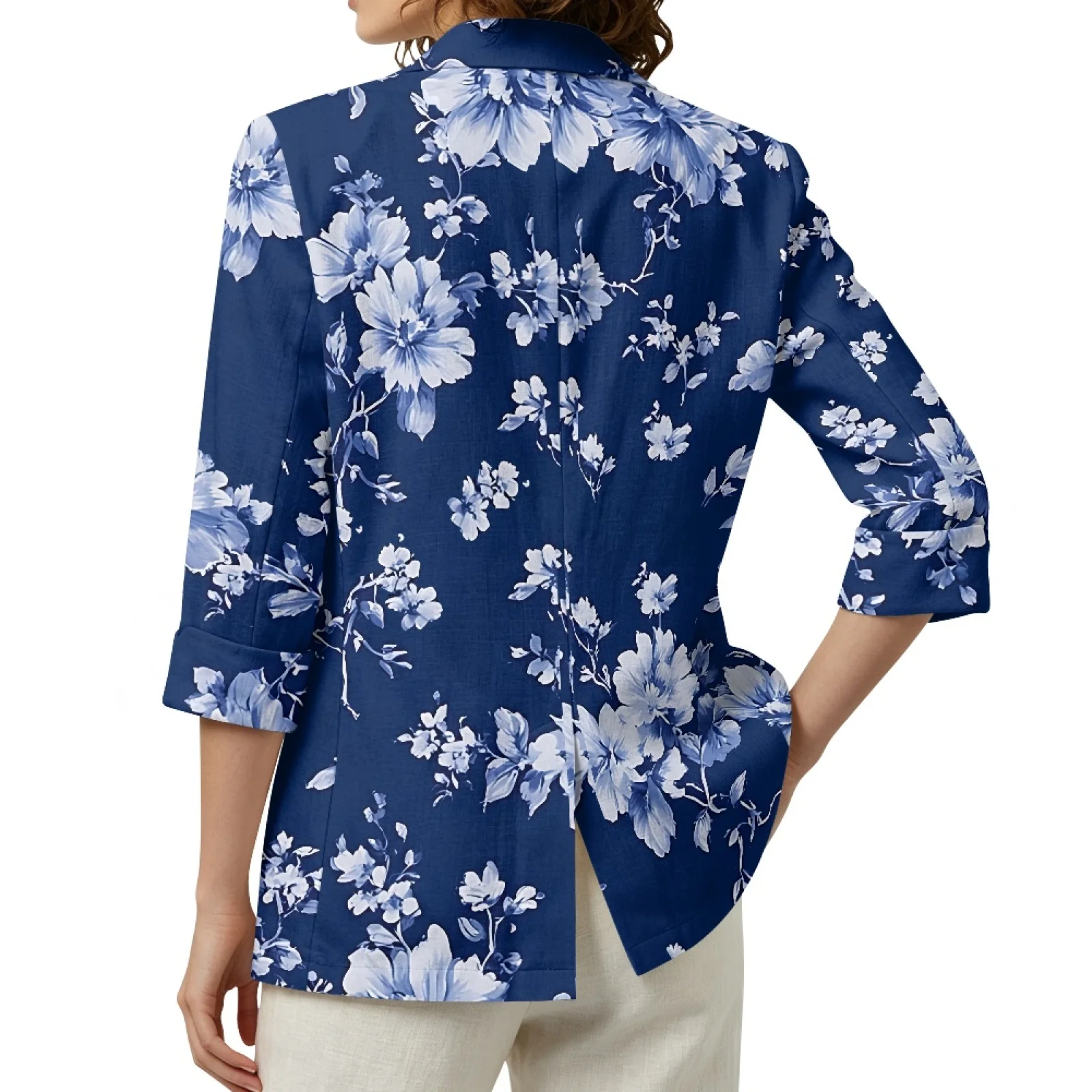 PENSTROLL Floral Linen Style Open Front Tops for Daily Lightweight Cardigan Cover Up Jacket Outerwear