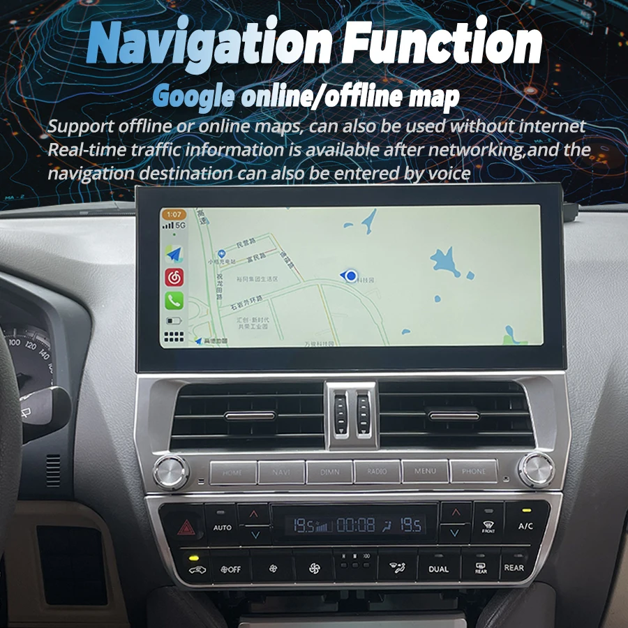 2 Din Android Car Radio Multimedia Video Player For Toyota Land Cruiser Prado 150 2018-2023 Navigation GPS Carplay Head Unit