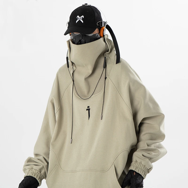 ARENS 2026 Winter Plush Turtleneck Sweatshirts Techwear Men Women Harajuku Tactical Functional Hoodie Hip Hop Pullover