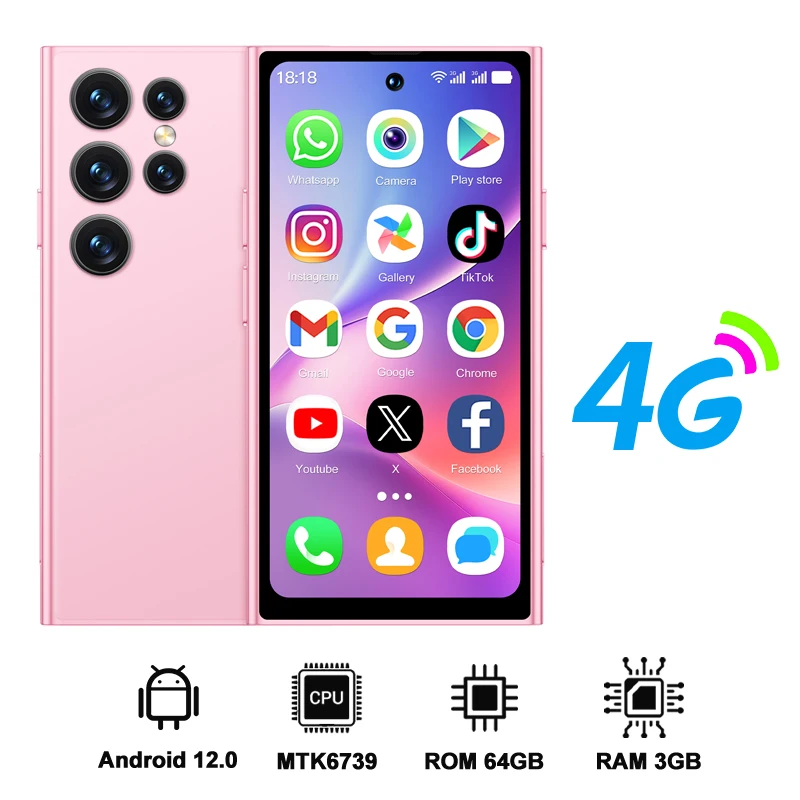 SERVO S27 Mini 4G LTE Mini Smartphone 4.0 "Scherm Android 3G RAM 64G ROM Dual SIM Standby Pocket Slimme mobiele telefoon Play Store Apps