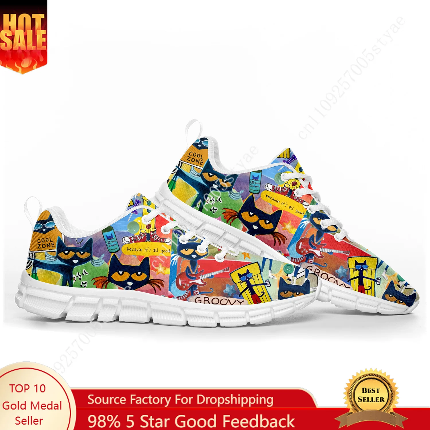 Pete the Cat I Love My White Shoes Sports Shoe Mens Womens Customized Sneakers High Quality Couple Hiking Gift Shoes