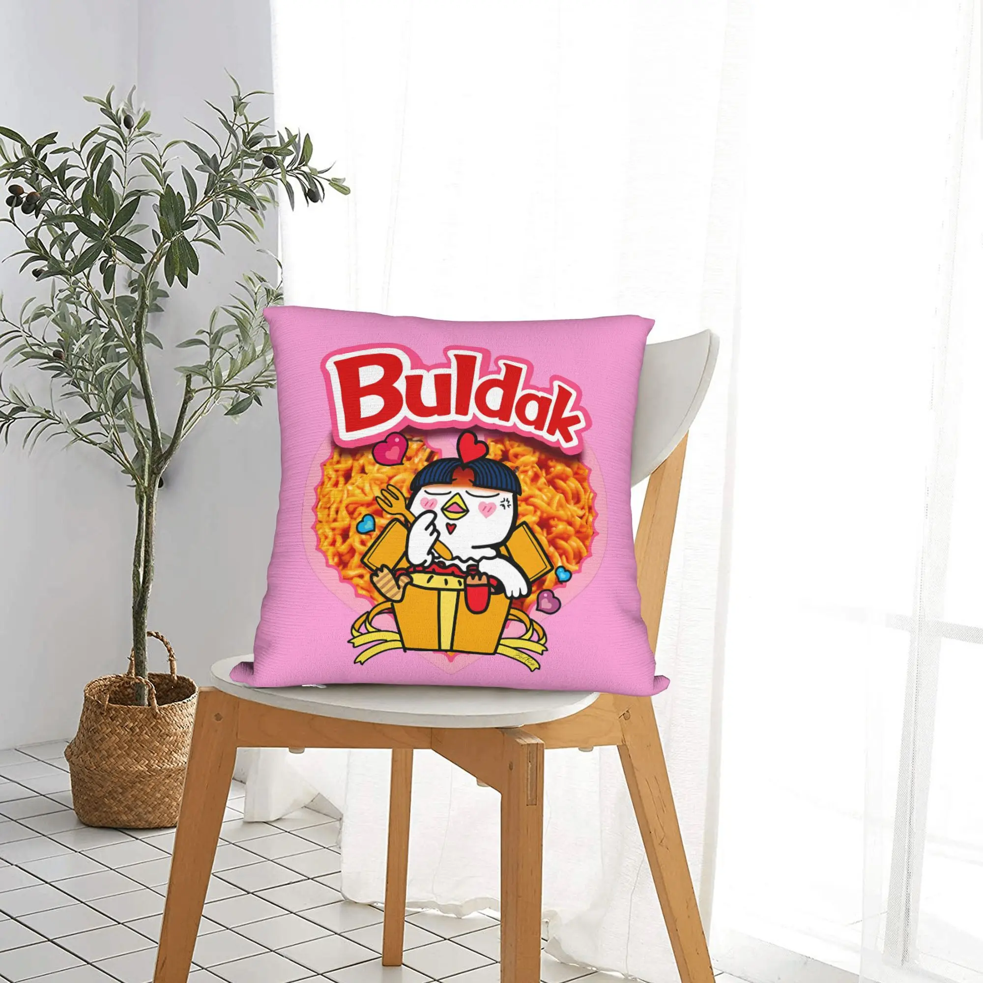 1PC Spicy Chicken Noodles Pattern Cushion Cover, Decorative Pillow Cover for Home Bedroom Sofa