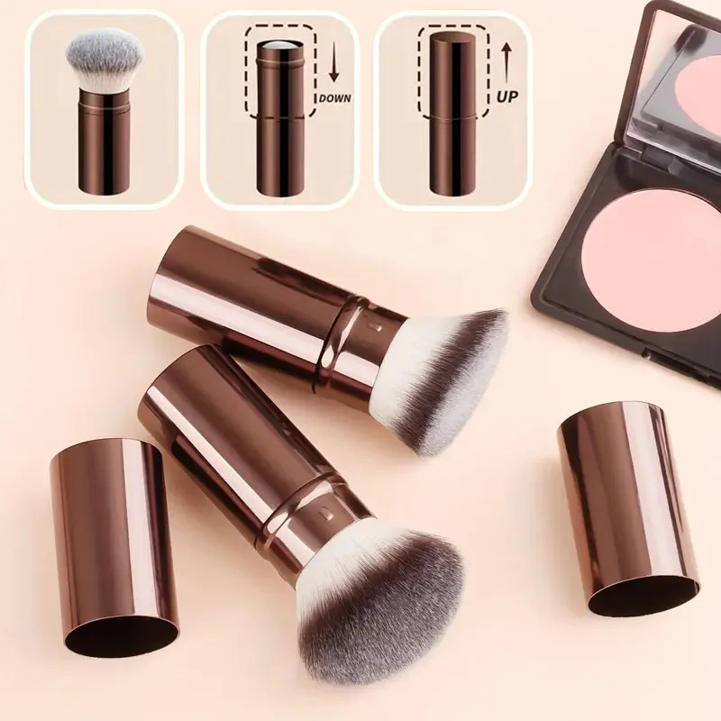 Multifunctional Face Makeup Brushes Retractable Kabuki Brushes Travel Powder Foundation Blush Makeup Brush for Blending Liquid