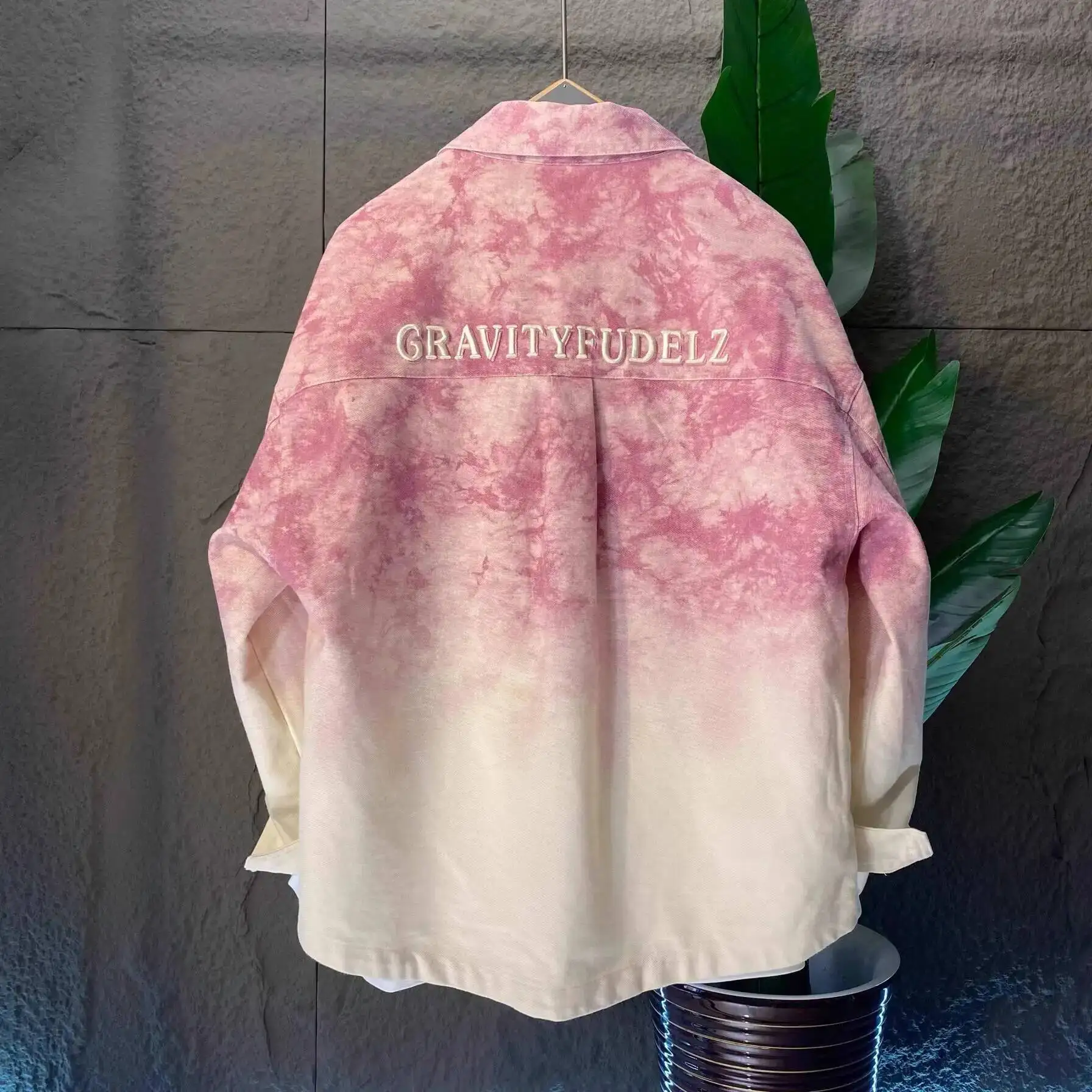 Women Jeans Jacket Washed Tie Dye Gradient Denim Shirt Autumn New Embroidered Jacket Loose Oversized Unisex Couple Top