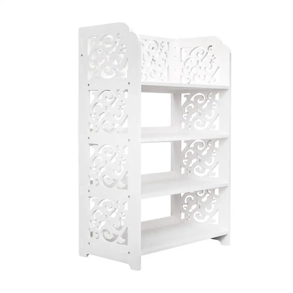 

4Tier Rack Entryway Shoe Shelf Storage Wood Organizer for Hallway Bathroom White