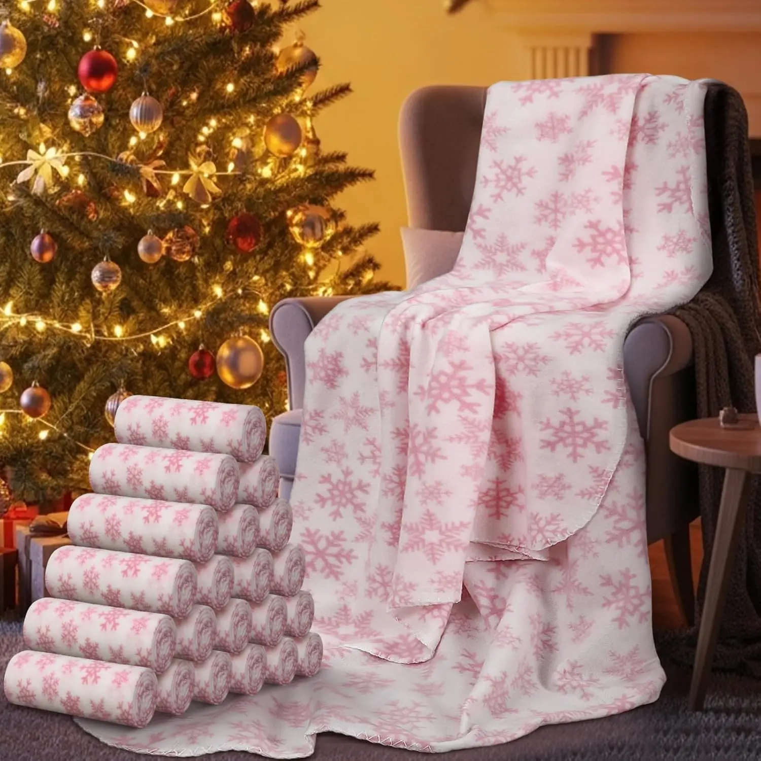 

24 Pack Christmas Fleece Blankets 50x60 Inch Soft Warm Throw for Sofa Pet Bed Gifts