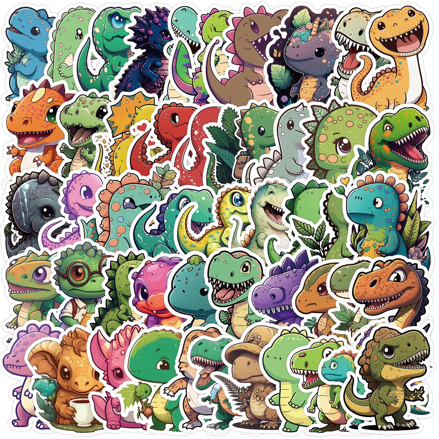 10/50pcs Cute Dinosaur Animal Stickers Toys Jurassic Anime Cool Funny Waterproof Sticker DIY Cups Skateboard Car Laptop Sticker