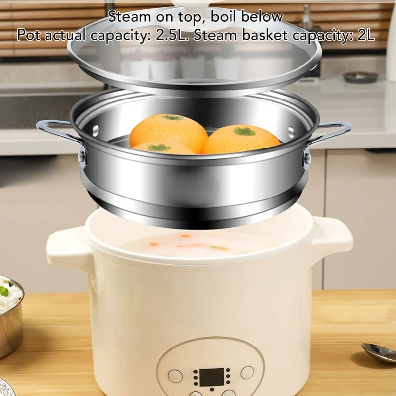 Portable Electric Cooking Pot 800W Dry Burn Protection Non Stick Noodle Ramen Soup Maker EU Plug