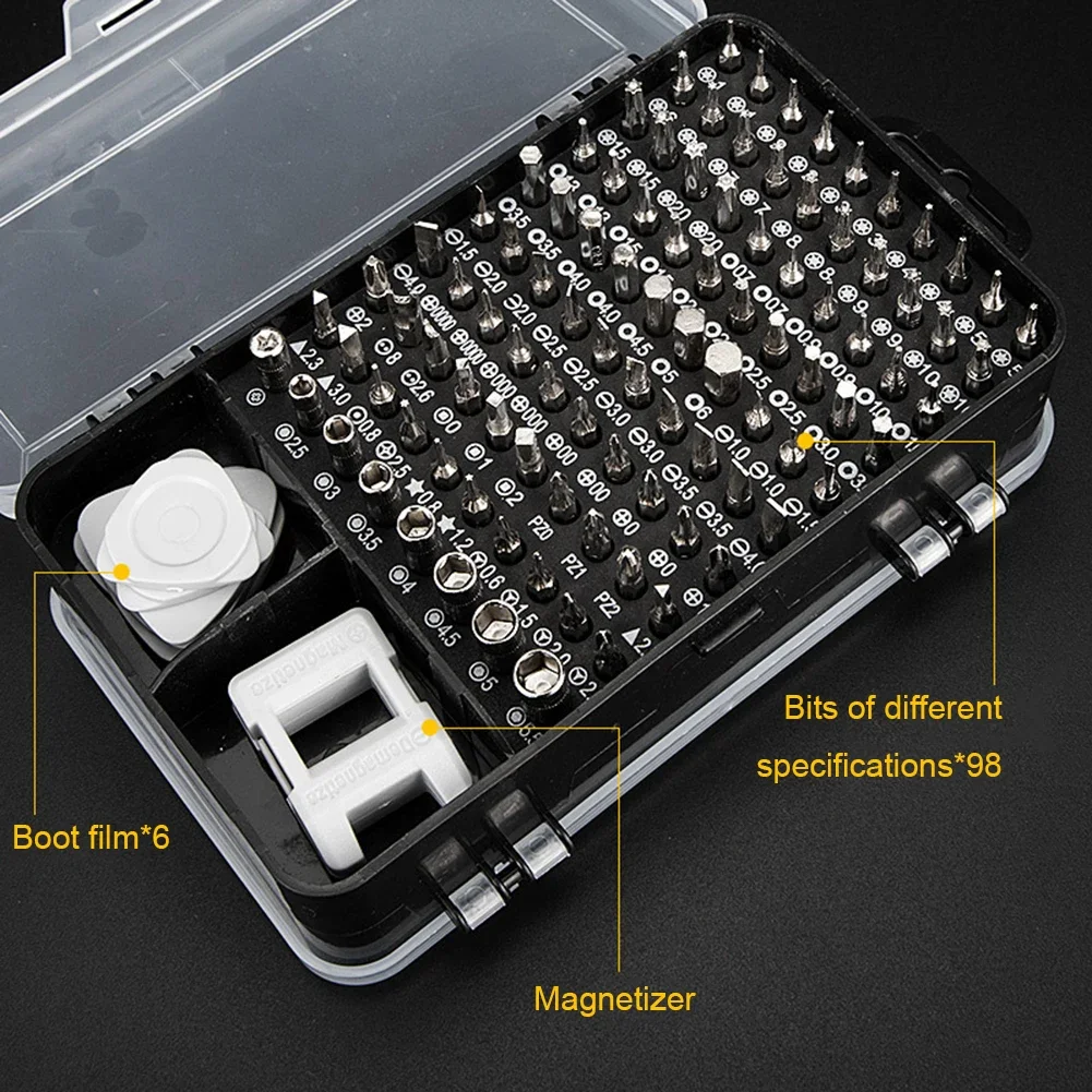 Set di cacciaviti multifunzionali 115 in 1 punte magnetiche per cacciavite strumento Hardware per Kit di riparazione dell\'orologio del telefono del