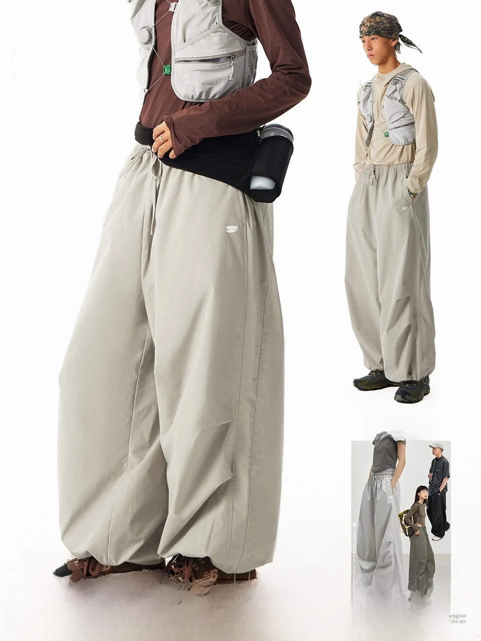 

Classic Fleece Lined Warm Winter Air Pants Anti Static Casual Wide Leg Pants Comfortable Polyester Fiber Unisex